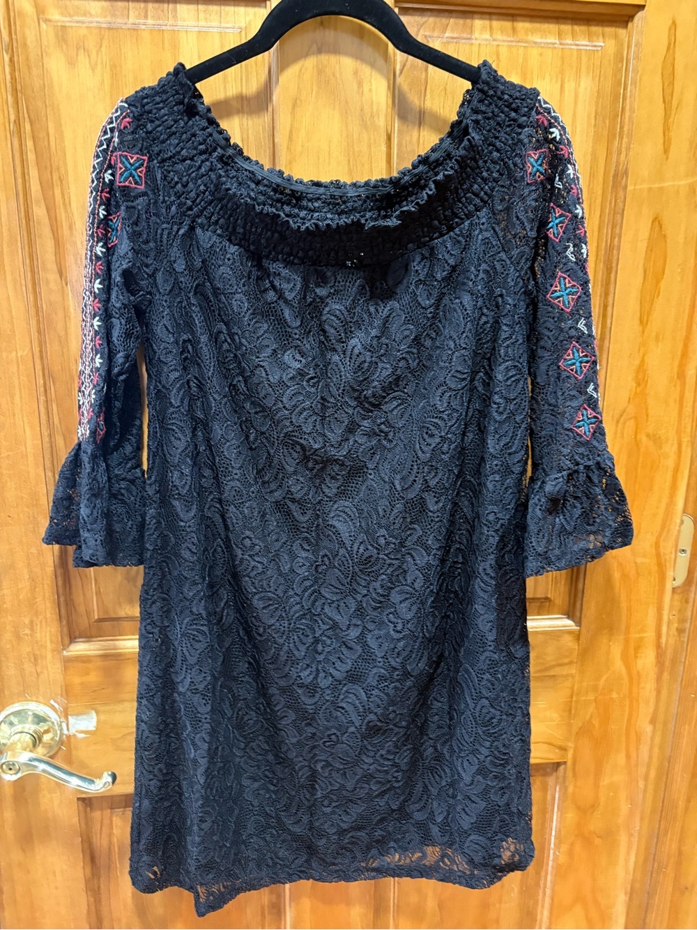 miami Black Crochet Off-Shoulder Top